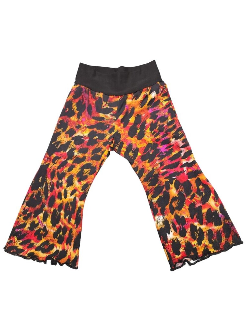Baby Girls Flare Animal Print Pants Pink Black XS 12-18 Months Waistband Pull On